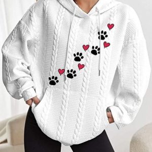 Casual Hoodie Plain Hoodie Jacquard, Hoodies & Sweatshirts, color:White|size:3XL, Noracora