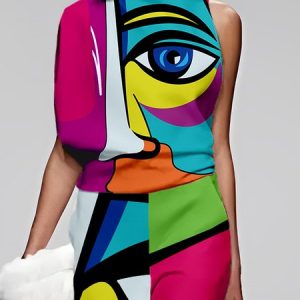 Sleeveless Loose Abstract Urban Shirt, Blouses and Shirts, color:As Picture|size:XXL, Stylewe