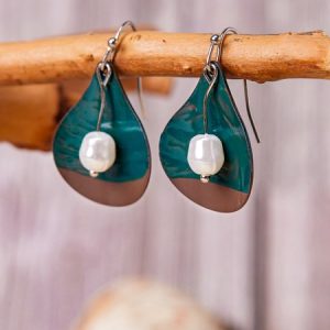 JFN  Green Vintage Alloy Earrings, Earrings, color:Green, JustFashionNow