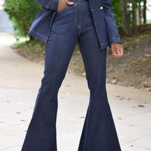 Regular Fit Plain Urban Faux Denim Jeans, Jeans, color:Blue|size:XXL, Stylewe