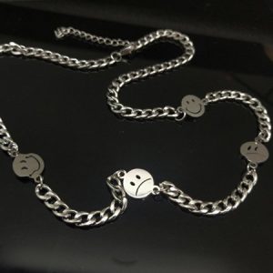 Men's and women's smiling face and crying face personality necklace, Men's Accessories, color:As Picture, JustFashionNow