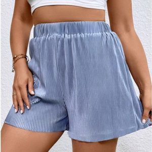 Women's Breathable Comfort Pleated Casual Shorts, Shorts, color:Sky Blue|size:XL, JustFashionNow