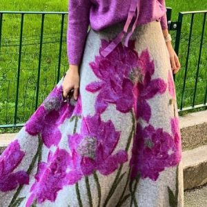 Floral Elegant Regular Fit Maxi Skirt, Skirts, color:Gray|size:XXL, Stylewe