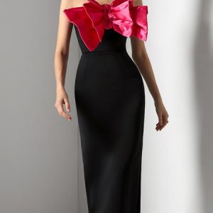 Elegant Bow Party Dress, Midi Dresses, color:Black|size:XXL, Stylewe