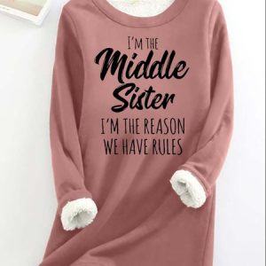 Women's Funny Middle Sister Fluff/Granular Fleece Fabric Casual Sweatshirt, color:Pink|size:3XL, Lilicloth.com
