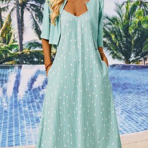 Trendy Polka Dot Print Two-Piece Dress, Basic Dresses, color:Gray|size:XXL, JustFashionNow