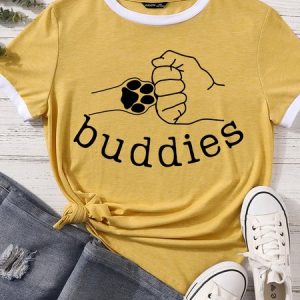 Lilicloth X Funnpaw Women's Buddies Matching T-Shirt, color:Yellow|size:XXL, Lilicloth.com