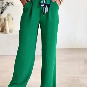 Loose Plain Casual Pants, Pants, color:Green|size:XXL, JustFashionNow