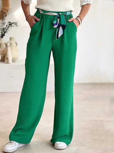 Loose Plain Casual Pants, Pants, color:Green|size:XXL, JustFashionNow