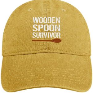 Men's Wooden Spoon Suvivor Funny Graphic Printing Regular Fit Adjustable Denim Hat, color:Yellow|size:One-size, Lilicloth.com