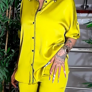 Loose Shirt Collar Short sleeve Urban Blouse, Blouses and Shirts, color:As Picture|size:XXL, Stylewe