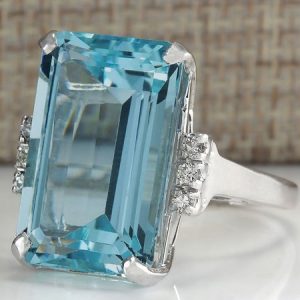 Sapphire Zircon Ring, Ring, color:White-Gold|size:11, Noracora
