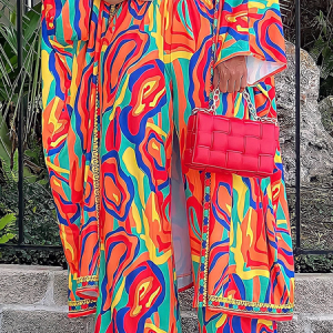 Lightweight Abstract Loose Vacation Fashion Long Pants, Pants, color:As Picture|size:XXL, Stylewe