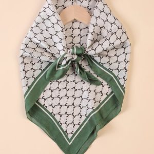 Green Classic Presbyopia Graphic Square Scarf Silk Scarf Shawl, Scarves, color:Green|size:One-size, Stylewe