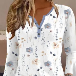 Casual Loose Jersey Half Open Collar Shirt, color:White|size:XXL, Lilicloth.com