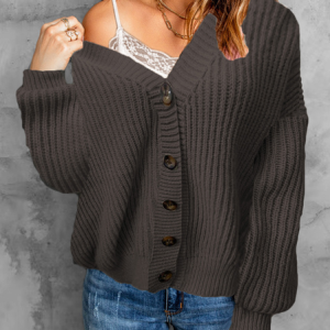 Women Wool/Knitting Plain Long Sleeve Comfy Casual Cardigan, Cardigans, color:Coffee|size:XL, Noracora