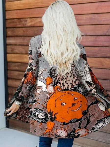 Halloween Casual Loose Kimono, Cardigans, color:Orange|size:XXL, JustFashionNow