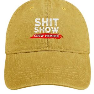 Men's /Women's Shit Show Crew Member Graphic Printing Regular Fit Adjustable Denim Hat, color:Yellow|size:One-size, Lilicloth.com