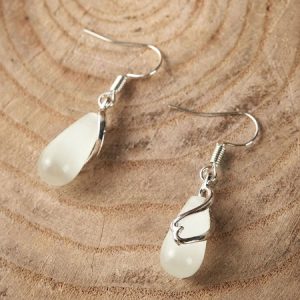 Waterdrop Gemstone Geometric Line Earrings Commuter Jewelry, Earrings, color:White|size:One-size, JustFashionNow