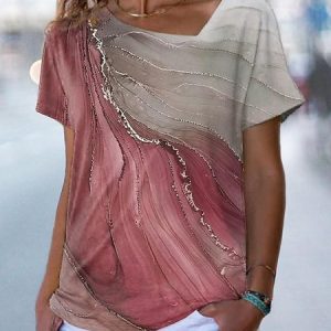 Casual Abstract Loose Shirt, Shirts & Blouses, color:Rust|size:XXL, JustFashionNow