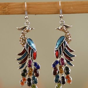 Vintage Peacock Earrings, Earrings, color:Multicolor, JustFashionNow