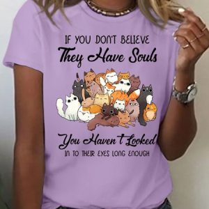 Women's Short Sleeve Tee T-shirt Summer Text Letters Cotton Crew Neck Daily Going Out Casual Top Gray, JustFashionNow T-Shirts, color:Purple|size:3XL,