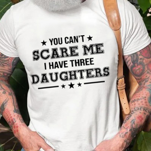 Men's Funny Word I Have Three Daughter Cotton Casual T-Shirt, color:White|size:3XL, Lilicloth.com