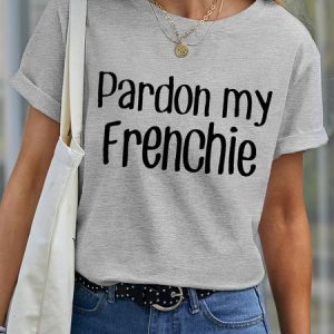 Lilicloth X Funnpaw Women's Pardon My Frenchie Pet Matching T-Shirt, color:Gray|size:XXL, Lilicloth.com