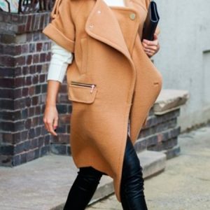 Urban Lapel Collar Loose Plain Vest, Vests and Gilets, color:Khaki|size:XXL, Stylewe
