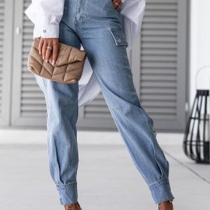 Denim Loose Casual Jeans, DENIM, color:Blue|size:XXL, Stylewe