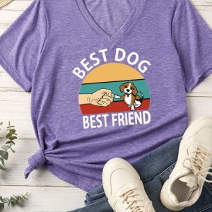 Women's Best Dog Best Friend  Human Matching Dog T-Shirt, color:Purple|size:3XL, Lilicloth.com