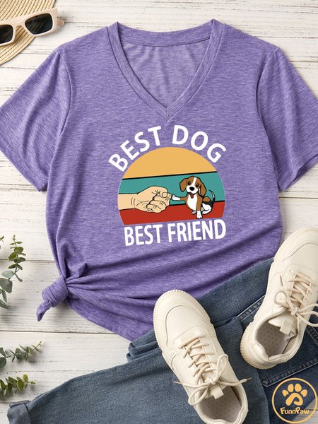 Women's Best Dog Best Friend Human Matching Dog T-Shirt, color:Purple|size:3XL, Lilicloth.com