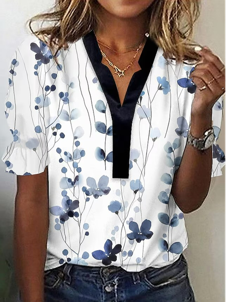 Loose Floral Casual Shirt, Shirts & Blouses, color:White|size:XXL, JustFashionNow