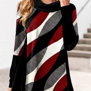 Casual Turtleneck Color Block Sweatshirt, Sweatshirts & Hoodies, color:Multicolor|size:XXL, JustFashionNow