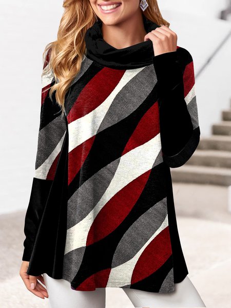 Casual Turtleneck Color Block Sweatshirt, Sweatshirts & Hoodies, color:Multicolor|size:XXL, JustFashionNow