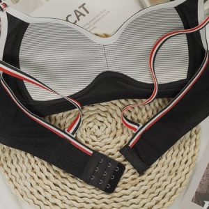 Cotton Color Block Bra & Bralette, Lingeries, color:Black|size:L, Noracora