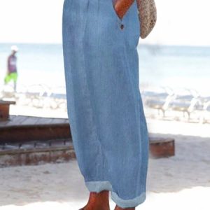 Spring Summer Elastic Slacks, color:Blue|size:XXL, Lilicloth.com