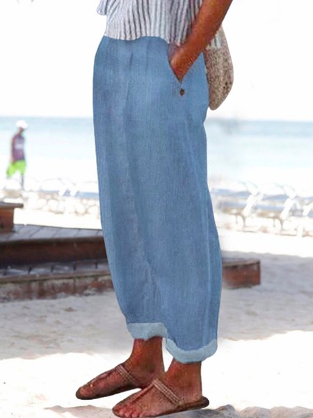 Spring Summer Elastic Slacks, color:Blue|size:XXL, Lilicloth.com