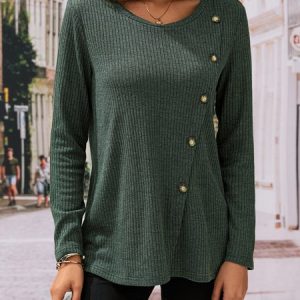Plain Crew Neck Casual Top, T-Shirts, color:Red|size:XXL, JustFashionNow