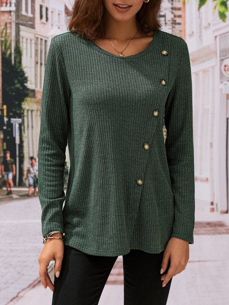 Plain Crew Neck Casual Top, T-Shirts, color:Red|size:XXL, JustFashionNow