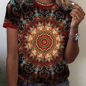 Loose Casual Crew Neck T-Shirt, T-shirts, color:Black|size:XXL, Noracora