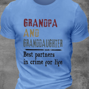 Men's Grandpa and granddaughter make lifelong crime buddies  T-Shirt, color:Blue|size:3XL, Lilicloth.com
