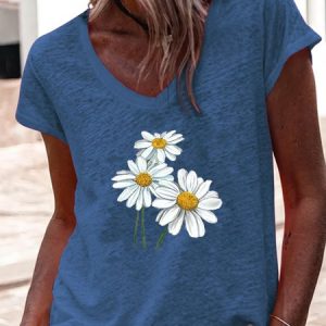 Women's Flower Print Casual T-Shirt, T-shirts, Lilicloth.com