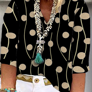 Plus Size Loose Geometric Casual Blouse, TOPS, color:Black|size:4X, Noracora