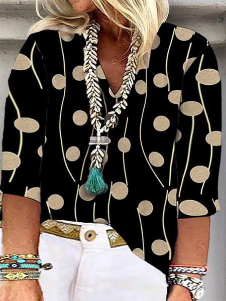Plus Size Loose Geometric Casual Blouse, Shirts & Blouses, color:Black|size:4X, JustFashionNow
