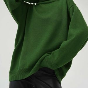 Casual Plain Crew Neck Regular Fit Sweater, Sweaters, color:darkgreen|size:One-size, JustFashionNow