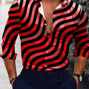 Regular Sleeve Shirt Collar Regular Fit Casual Music, Shirts ＆ Blouse, color:Red|size:3XL, JustFashionNow