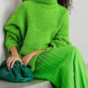Plain Long Sleeve Elegant Turtleneck Sweater, Sweaters, color:Green|size:XXL, Stylewe