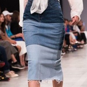 Ombre Regular Fit Urban Denim Midi Skirt, Denim Skirts, color:Blue|size:XXL, Stylewe
