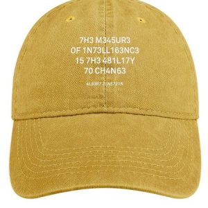 Men's /Women's Funny 7H3 M345UR3 The Measure Of Intelligence Graphic Printing Regular Fit Adjustable Denim Hat, color:Yellow|size:One-size, Lilicloth.com